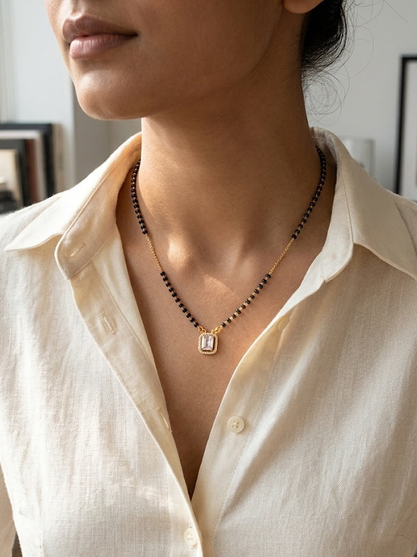 Single diamond mangalsutra