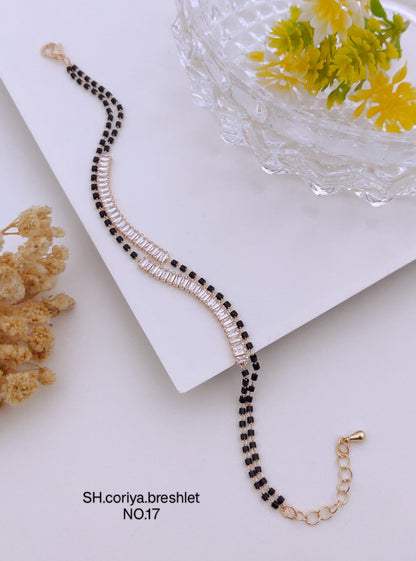 Diamond with black moti bracelet