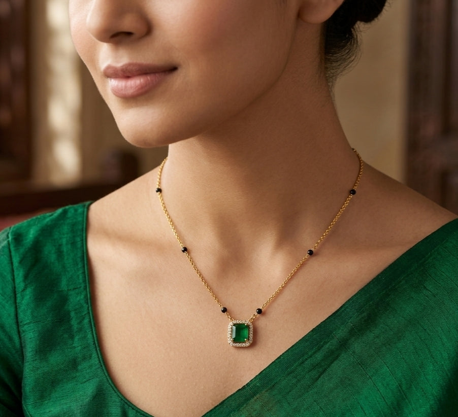 Single diamond mangalsutra