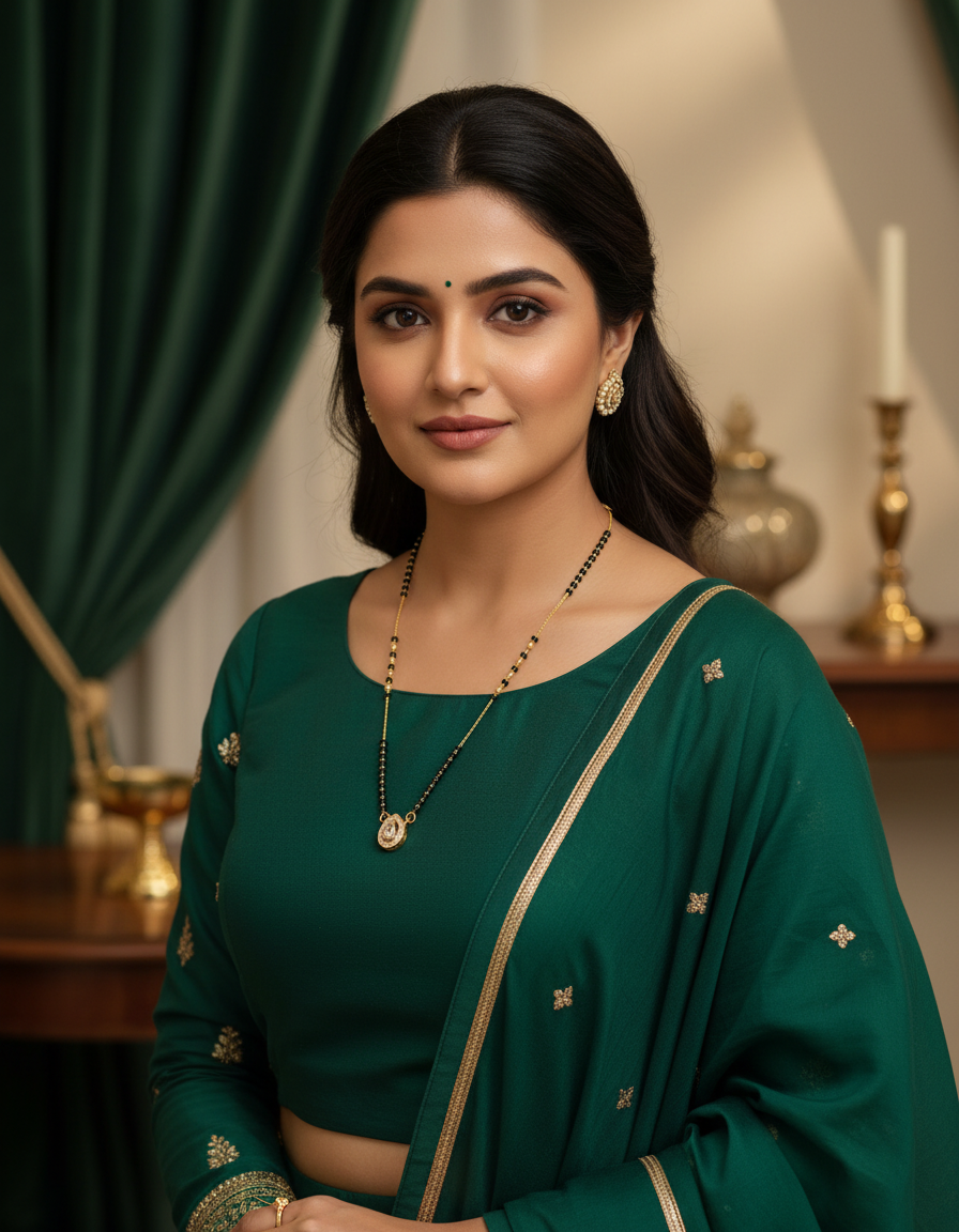Single diamond mangalsutra