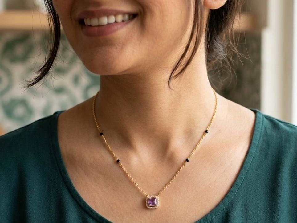 Pink diamond mangalsutra