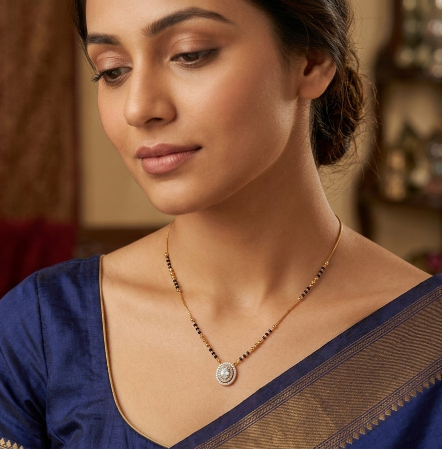 Silver ring diamond mangalsutra
